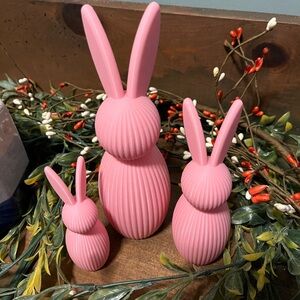 Set of Pink Bunny Figurines